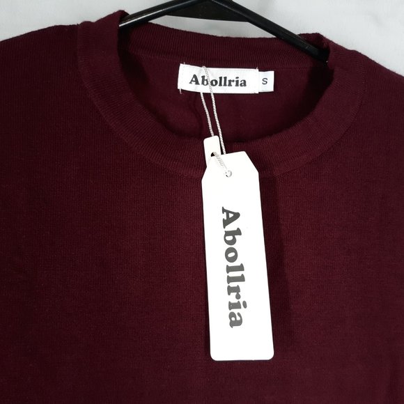 Abollria Women Long Sleeve Maroon Knit Sweater NWT - Picture 2 of 5